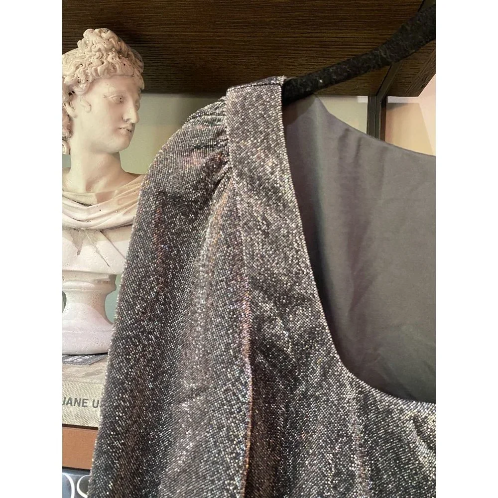 Lovers + Friends Jasmine Bodysuit Metallic Silver Women's Size Small - Picture 7 of 11